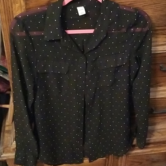 Old Navy Tops - Black & White Polka Dot Button Down Shirt